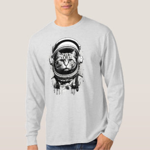 Black and White Astronaut Cat T-Shirt