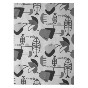 Black and White Atomic Pattern Tablecloth