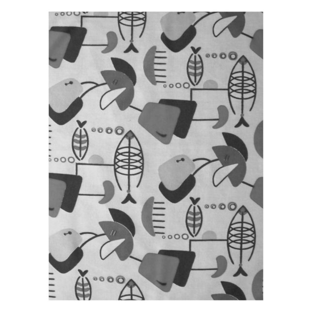 Black and White Atomic Pattern Tablecloth (Front)