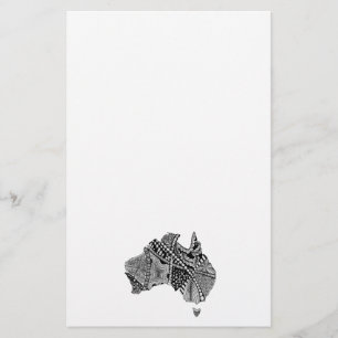 Black and White Australia Map Art Original Stationery