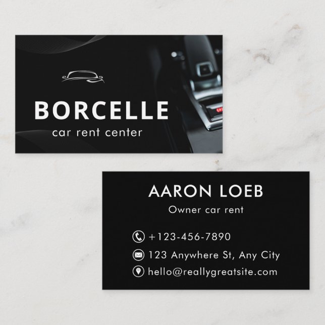 Black and white automotive dynamic business card (Front/Back)