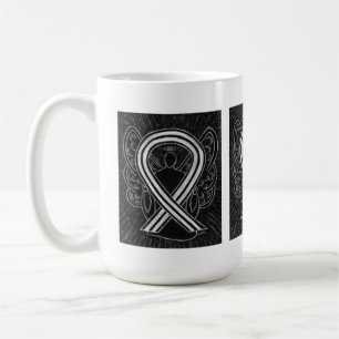 Black and White Awareness Ribbon Angel Art Mug