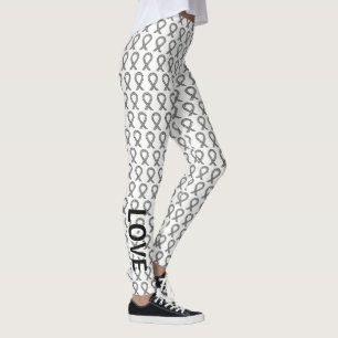 Black and White Awareness Ribbon Art Leggings