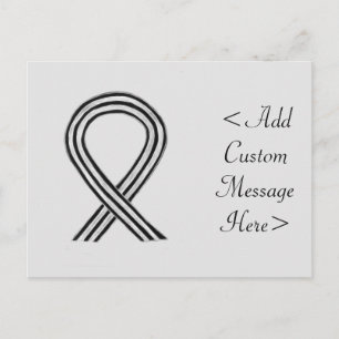 Black and White Awareness Ribbon Custom Postcard