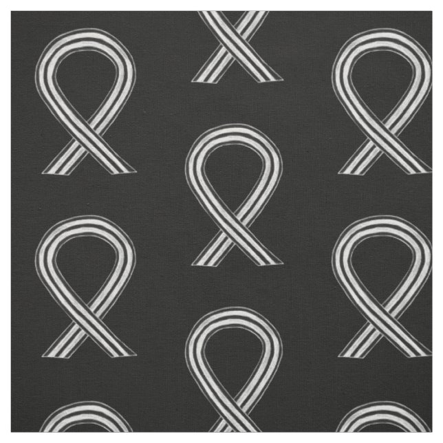 Black and White Awareness Ribbon Fabric Material (Swatch)