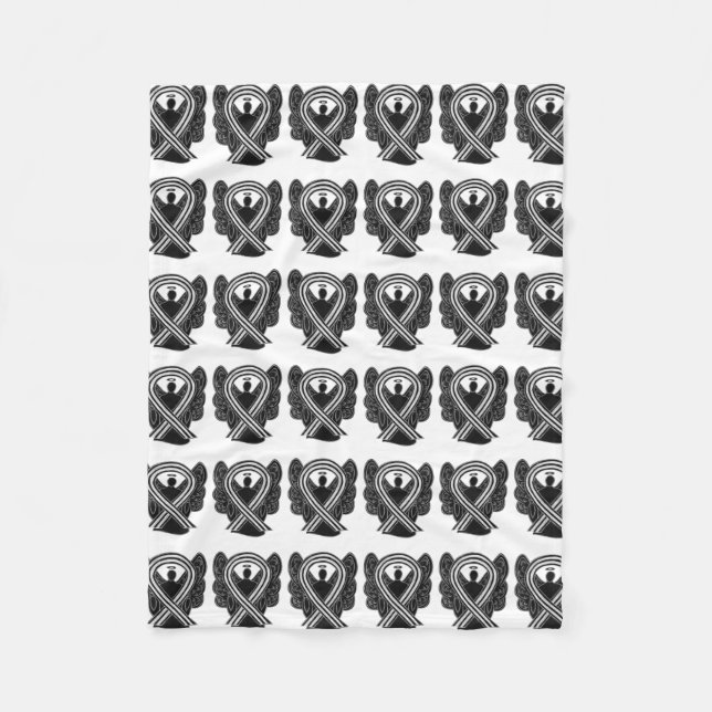 Black and White Awareness Ribbon Soft Blankets (Front)