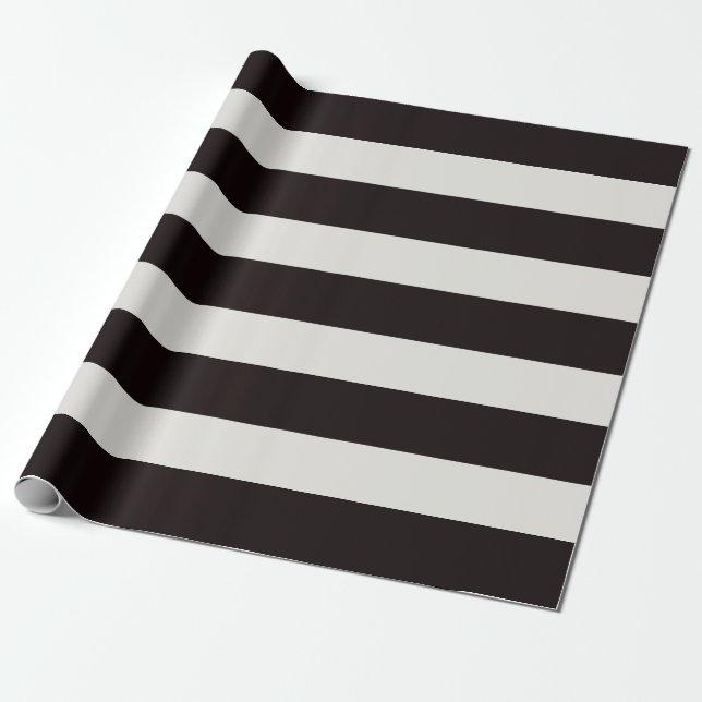 Black and White Awning Stripes Wrapping Paper (Unrolled)