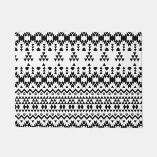 Black and White Aztec geometric vector pattern Doormat