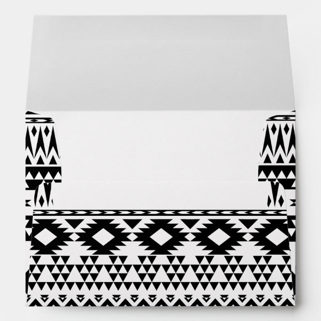 Black and White Aztec geometric vector pattern Envelope (Back (Bottom))