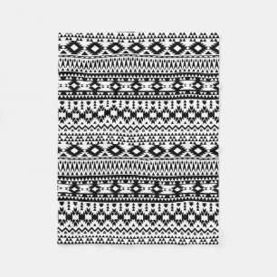 Black and White Aztec geometric vector pattern Fleece Blanket