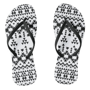 Black and White Aztec geometric vector pattern Jandals