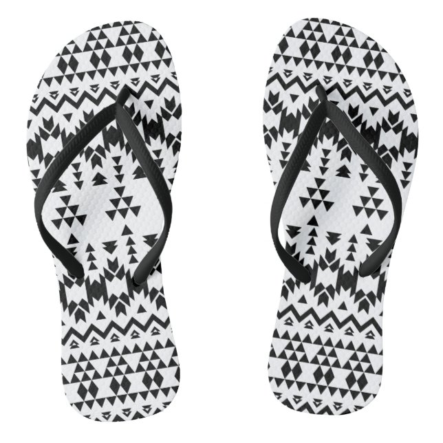 Black and White Aztec geometric vector pattern Jandals (Footbed)