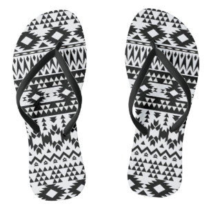 Black and White Aztec geometric vector pattern Jandals
