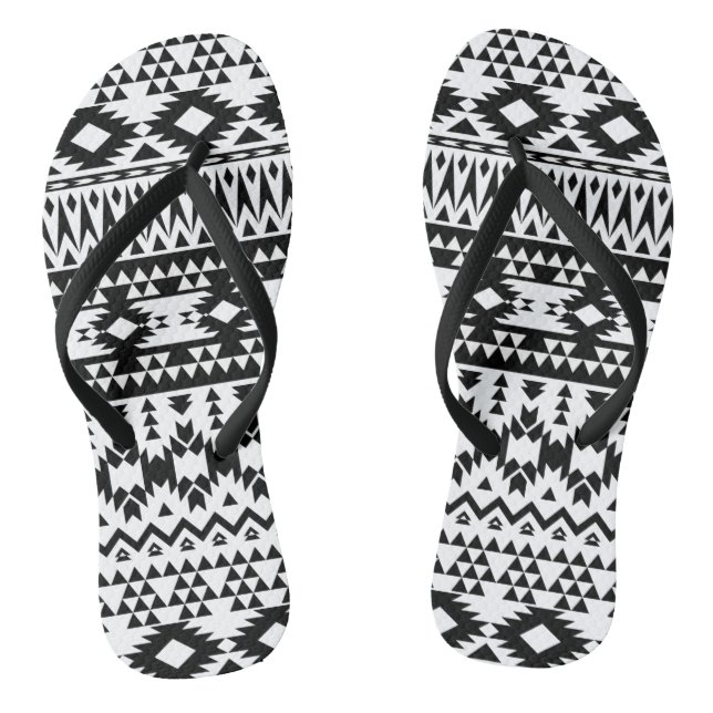 Black and White Aztec geometric vector pattern Jandals (Footbed)