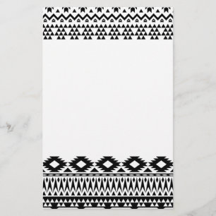 Black and White Aztec geometric vector pattern Stationery