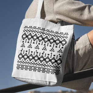 Black and White Aztec geometric vector pattern Tote Bag
