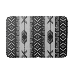 Black And White Aztec Pattern Southwest Tribal Bath Mat