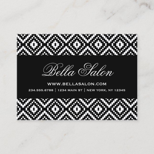 Black and White Aztec Tribal Print Business Card (Front)