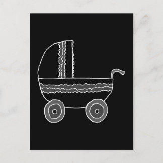 Black and White Baby Stroller. Postcard