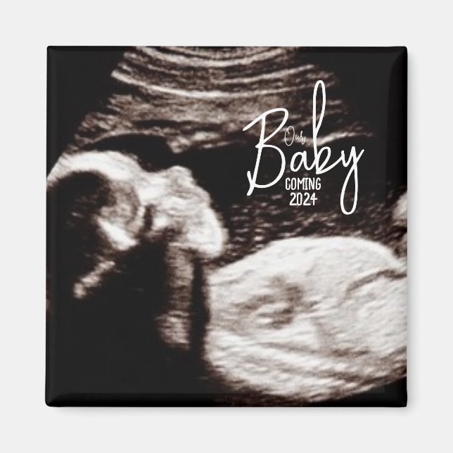 Black and White Baby Ultrasound Birth Announcement Magnet (Front)