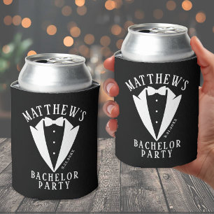 Black And White Bachelor Party Can Cooler