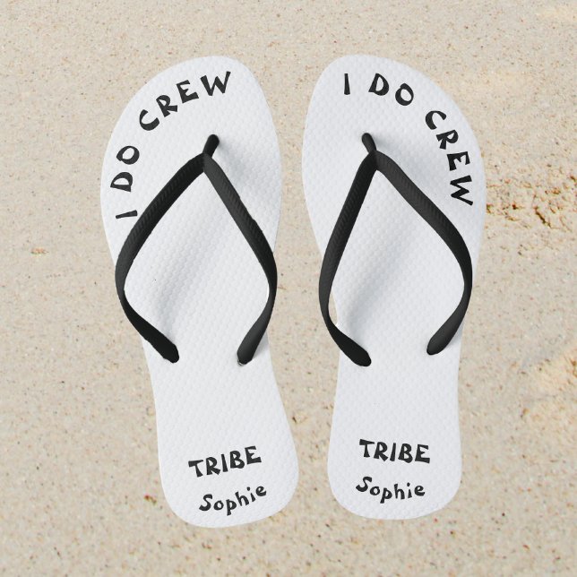 Black And White Bachelorette Bride Tribe Name Jandals (Sand)