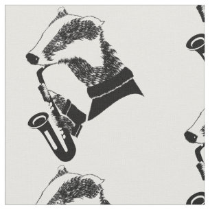 Black and White Badger Saxophone Personalised Fabric