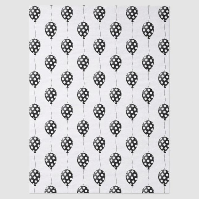 Black and White Balloons Birthday Tissue Paper (Front)