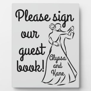 Black-and-White Ballroom Dancers Guest Book Plaque