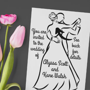 Black-and-White Ballroom Dancers Wedding Invitation