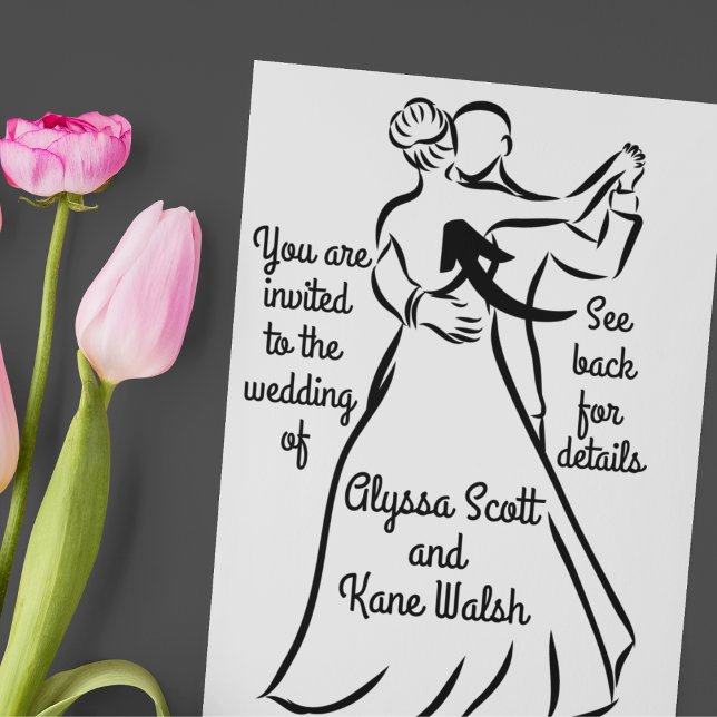 Black-and-White Ballroom Dancers Wedding Invitation (Creator Uploaded)
