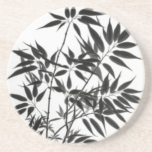 Black and White Bamboo Plant Coaster