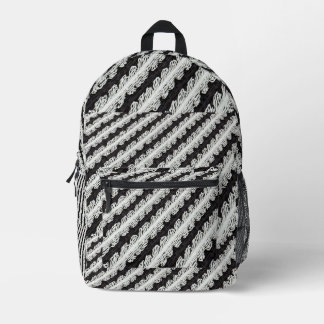 Black and White Bands Printed Backpack