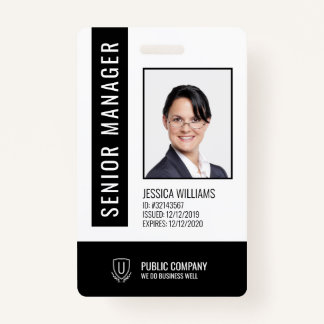 Black and White Barcode Staff Employee ID Badge