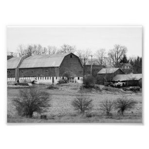 Black and White Barn 7x5 Photographic Print
