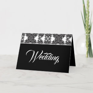 Black and White Baroque Victorian Damask Wedding  Invitation
