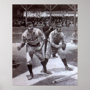 Black and white baseball image poster