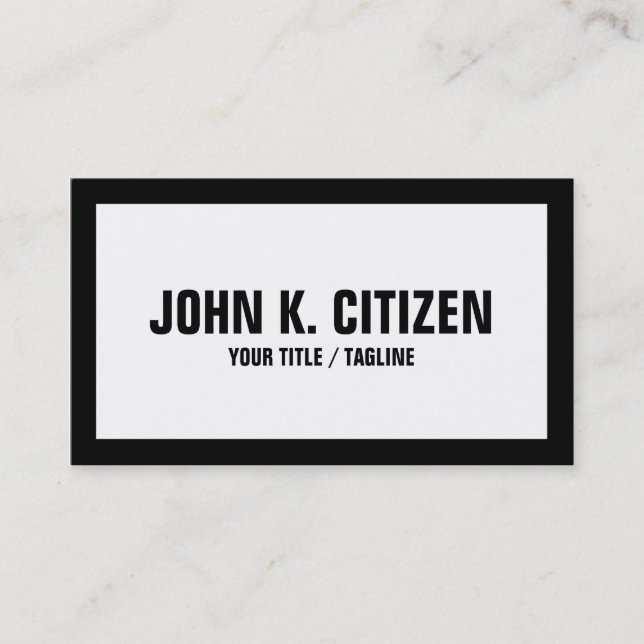 Black And White Basic Bold Business Card (Front)