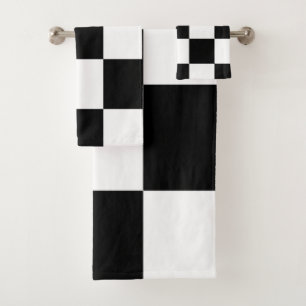 Black and white  bath towel set