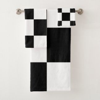 Black and white bath towel set
