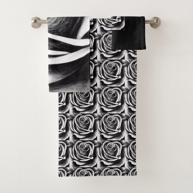 Black and white Bathroom Towel Set (Insitu)