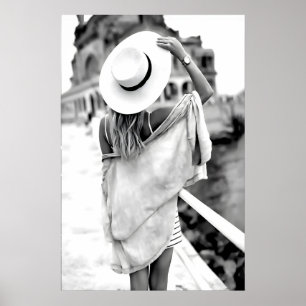 Black and White Beach Fashion Print, Summer Wall Poster