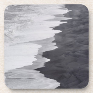 Black and white beach scenic coaster