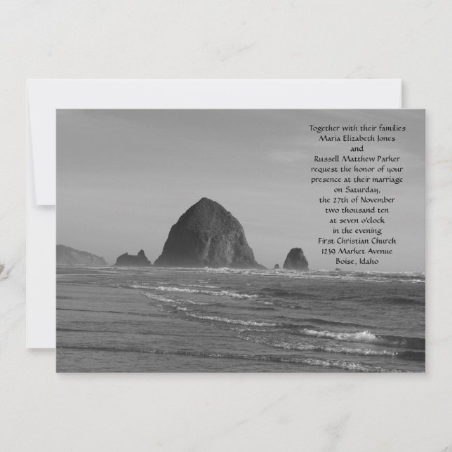 Black and White Beach Wedding Invitation (Front)