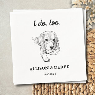 Black and White Beagle Dog Lovers Pet Wedding   Napkin