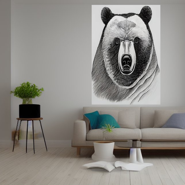 Black and white bear portrait | AI Art Poster (Creator Uploaded)