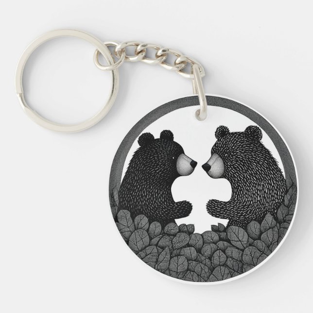 Black and white bears key ring (Front)
