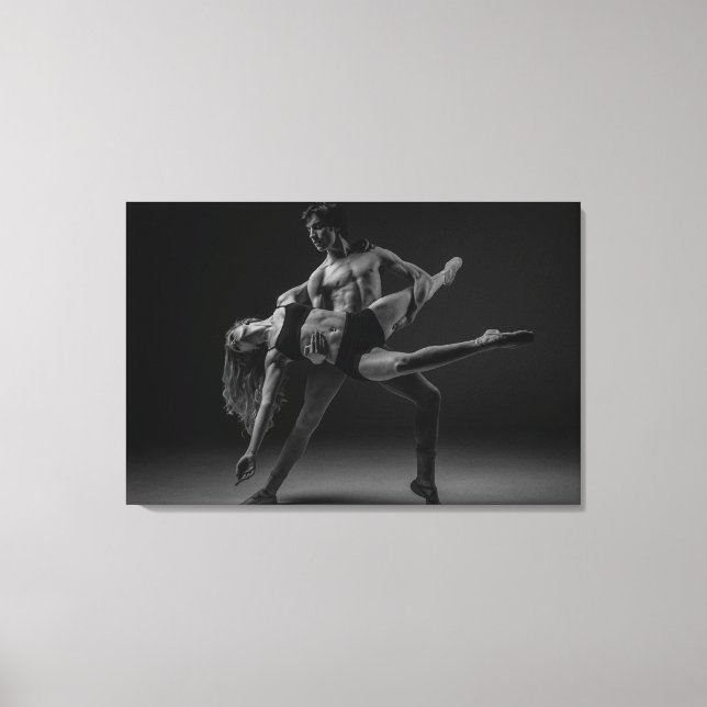 Black and White Beautiful Ballet Couple Wall Art (Front)