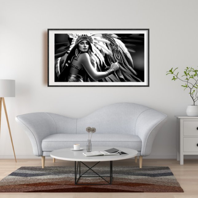 Black and White Beautiful Indian woman Monochrome Poster (Creator Uploaded)