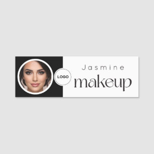 Black And White Beauty Professional MUA Photo Qr Name Tag